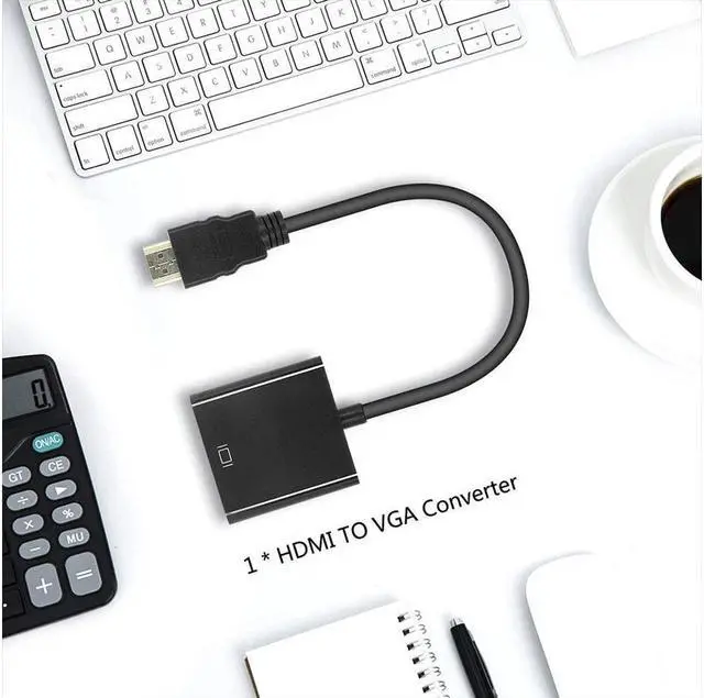 Alt view image 4 of 7 - HDMI to VGA, HDMI to VGA Adapter (Male to Female) Compatible for Computer, Desktop, Laptop, PC, Monitor, Projector, HDTV, Chromebook, Raspberry Pi, Roku, Xbox and More - Black