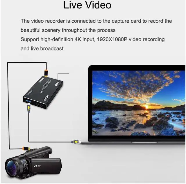 Alt view image 5 of 7 - 4K HDMI Video Capture Card USB3.0 1080p 60Hz Capture Card Screen Dongle Game Streaming Live Broadcasts Video Recording With Video HDMI Loop Out Audio Microphone Input For Linux Mac OS Windows PS4