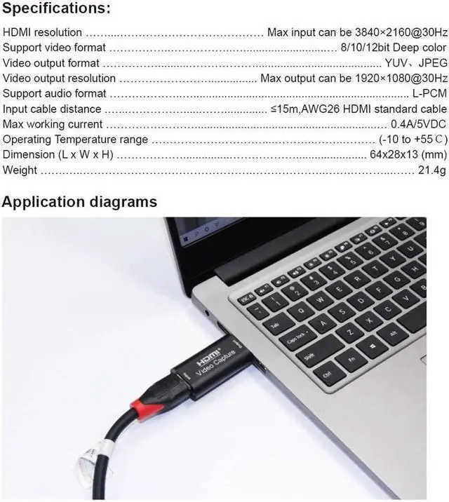 Alt view image 4 of 7 - 1080p USB2.0 HDMI Capture Card 1 Channel HDMI Video Capture Card Live Recording Box Audio Video Capture Card Portable USB HD Video Capture Card