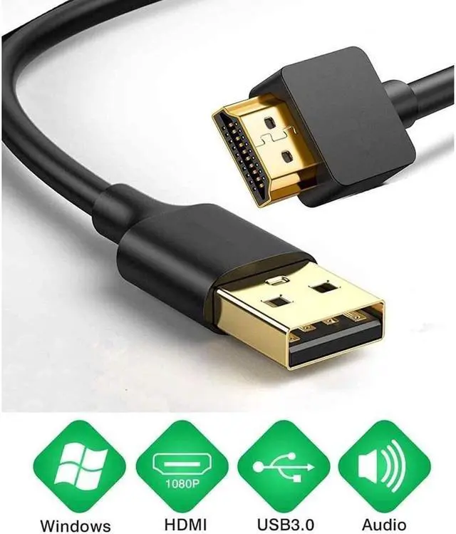 Alt view image 5 of 7 - 6.6FT USB to HDMI Adapter Cable for Mac OS Windows 10/8/7/Vista/XP, USB 3.0 to HDMI Male HD 1080P Monitor Display Audio Video Converter Cord