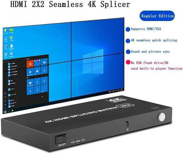 Alt view image 2 of 7 - 2X2 HDMI Seamless Splicer 4K HDMI VGA TV Video Processor Splicer 1X2 1X4 1X3 HDMI Splicing Matrix Splitter 180° Flip Rotation - Regular version