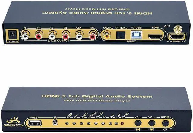 Main image of HD-MI 5.1CH Decoder Separator Extractor Compatible with DTS AC3, HDMI 2.0b 4K 60Hz HDCP 2.3 HDR 3D, Digital Analog Audio Video Surround Sound System 192Khz/24Bit for Movies Games Music