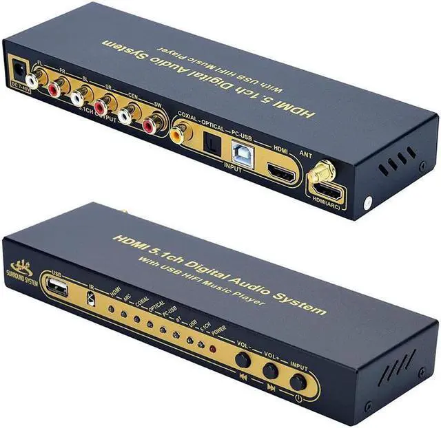 Alt view image 2 of 7 - HD-MI 5.1CH Decoder Separator Extractor Compatible with DTS AC3, HDMI 2.0b 4K 60Hz HDCP 2.3 HDR 3D, Digital Analog Audio Video Surround Sound System 192Khz/24Bit for Movies Games Music