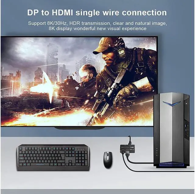 Alt view image 5 of 7 - 8K DisplayPort 1.4 MST Hub Splitter, 1 in 2 Out Displayport DP to DP+HDMI Video Converter with MST Function, Support Extend and Mirror Mode, (Windows PC only)