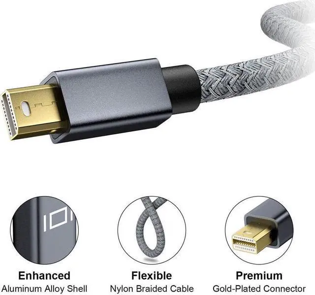Alt view image 2 of 7 - Mini Displayport to Mini Displayport Cable 6FT/2M, 4K@60Hz (Not Thunderbolt 2) Mini Display Port to Mini DP Cord, for MacBook Pro/Air,iMac,Microsoft Surface Pro 3 4 5,ThinkPad,Lenovo