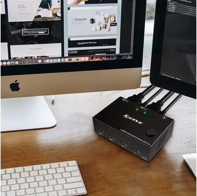 Alt view image 6 of 7 - Dual Monitor KVM Switch HDMI 2 Port for 2 Monitors 2 Computers, 4K@30Hz Dual Monitor HDMI KVM Switch USB 2.0 Switcher 2 in 2 Out PC Keyboard Mouse Switcher Support Extended And Copy Display