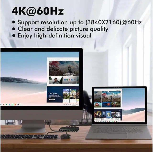 Alt view image 6 of 7 - KVM Switch DisplayPort - 2 Port DP KVM Switch, Two Computers One Monitor Switch to Share Mouse,Keyboard,Printer, USB 2.0 Device and Ultra HD Monitor, Support 4K @60Hz, 2 DP and 2 USB Cable Included