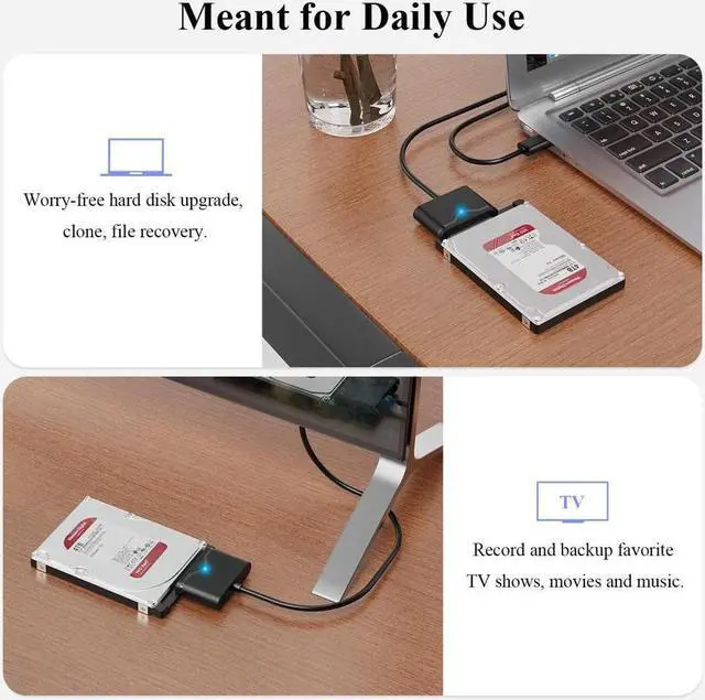 Alt view image 7 of 7 - USB3.0 to SATA 3 Hard Drive Cable Adapter, SATA III to USB 3.0 USB A 5Gbps Adapter Cable, External Hard Drive Connector Converter to USB for 2.5 inch 3.5 inch HDD SSD Data - Not Include Power Adapter