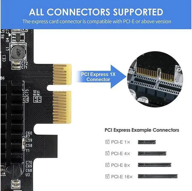Alt view image 5 of 7 - Amify 4 Port SATA III PCIe 3.0 X1 Controller Card, PCI Express to SATA 3.0 6G, Marvell 88SE9215, Black