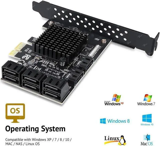 Alt view image 2 of 5 - Amify PCIe SATA Card, 8 Port SATA Controller Expansion Card with Low Profile Bracket, Marvell 9215 Non-Raid, Boot as System Disk, Support 8 SATA 3.0 Devices(SA3014)