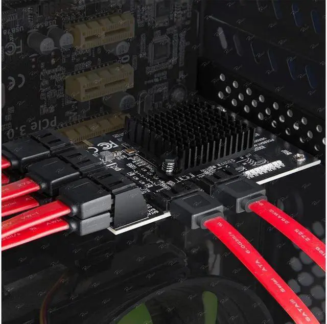 Alt view image 3 of 5 - Amify PCIe SATA Card, 8 Port SATA Controller Expansion Card with Low Profile Bracket, Marvell 9215 Non-Raid, Boot as System Disk, Support 8 SATA 3.0 Devices(SA3014)