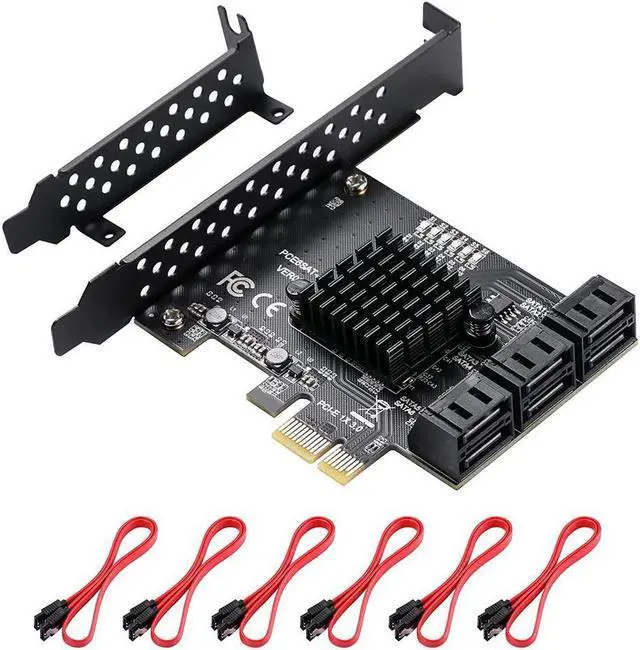 Main image of Amify PCIe SATA Card 6 Ports, with 6 SATA Cables and Low Profile Bracket, 6 Gbps 1X SATA 3.0 PCIe Card,Support 6 SATA 3.0 Devices(ASM1166 Chip