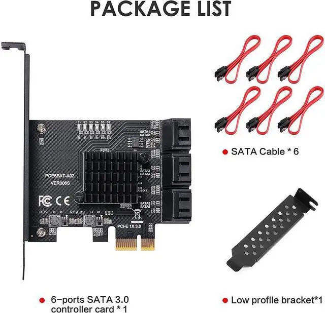 Alt view image 4 of 7 - Amify PCIe SATA Card 6 Ports, with 6 SATA Cables and Low Profile Bracket, 6 Gbps 1X SATA 3.0 PCIe Card,Support 6 SATA 3.0 Devices(ASM1166 Chip