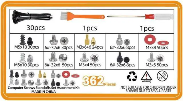 Alt view image 4 of 5 - 362pc Computer Screws Assortment Kit | Motherboard Standoff Risers Screw Set for HDD SSD Hard Drive, Computer Case, Fan, Power Supply, Graphics, CD, Motherboard Screws Kit for DIY & Repair
