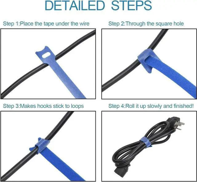 Alt view image 4 of 6 - 6" Velcro Resuable Ties,Cable Ties Self Adhesive Reusable Loop Hook Wrap Bundle Plastics Nylon Strap Organizer Self Clip Holder Wire Tie 100pcs/bag (Gray)