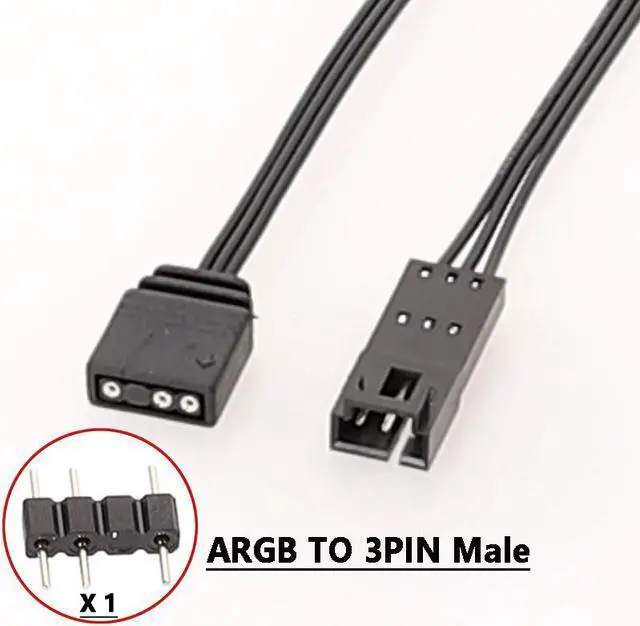Main image of Amify Corsair 5V 3-Pin ARGB to RGB 3Pin Male LED Adapter Cable for HD LL120 140 QL Fan 1.64ft