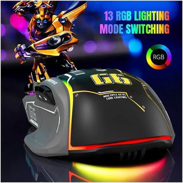 Alt view image 4 of 6 - RGB Gaming Mouse Backlit Wired Ergonomic 10 Button Programmable Mouse ,UP to 12800 DPI, RGB,10 Programmable Buttons