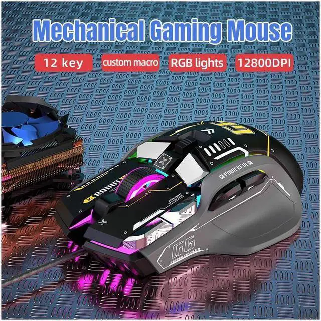 Alt view image 3 of 6 - RGB Gaming Mouse Backlit Wired Ergonomic 10 Button Programmable Mouse ,UP to 12800 DPI, RGB,10 Programmable Buttons