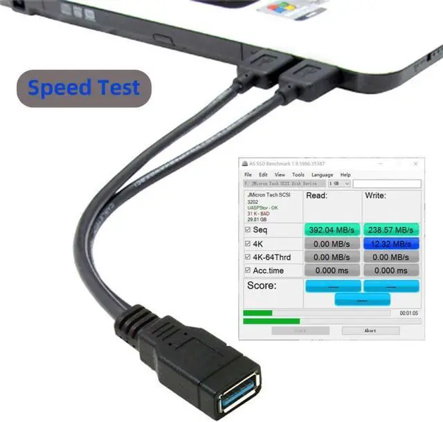 Alt view image 6 of 7 - USB 3.0 Splitter Y Cable USB 1 Female to 2 Male Extra Power Data Extension Cable for 2.5" Mobile Hard Disk