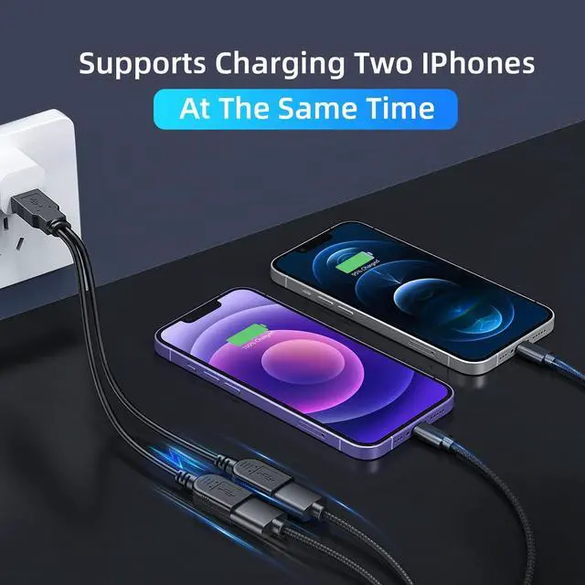 Alt view image 3 of 6 - USB Splitter Y Cable, USB 2.0 1 Male to 2 Female Splitter Hub Power Cord Extension Adapter Cable for PC/Car/Laptop/U Disk, etc