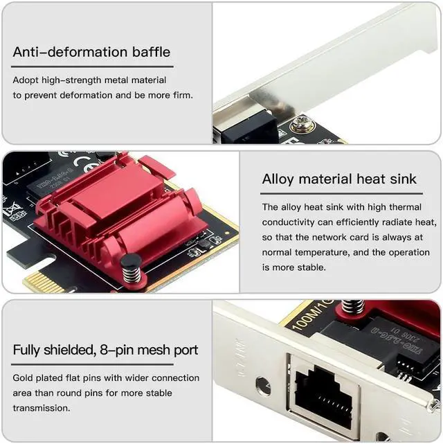 Alt view image 5 of 5 - 2.5GBase-T PCIe Network Adapter RTL8125B 2500/1000/100Mbps PCI Express Gigabit Ethernet Card RJ45 LAN Controller 2.5G Ethernet Port Support PXE for Windows/Linux/mac Os with Low Profile
