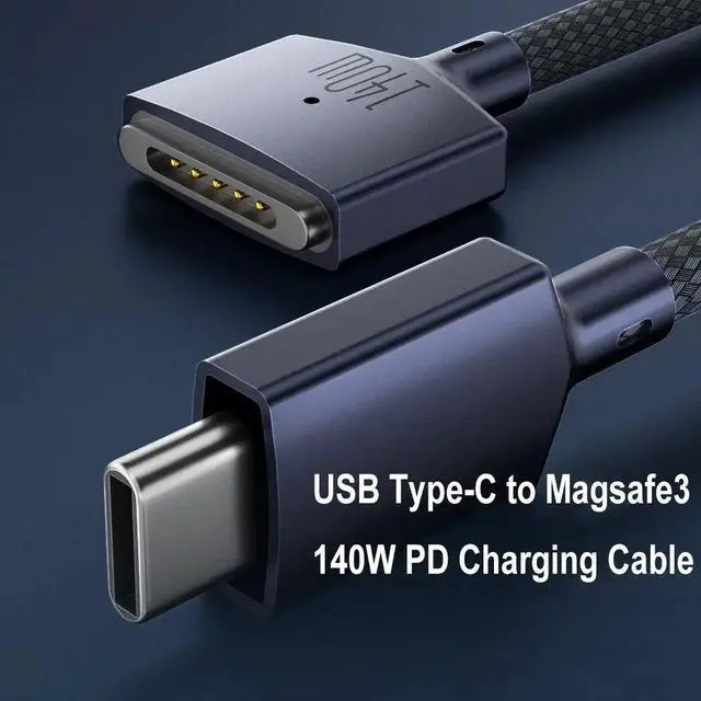 Alt view image 3 of 7 - 2M USB Type C to Magsafe 3 Magnetic Charger Cord Laptop Charging Cable Converter PD 140W for MacBook Air/Pro A2442 A2485 A2681