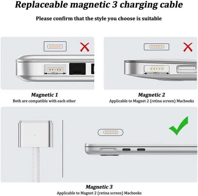 Alt view image 2 of 2 - USB Type C To Magsafe 3 Magnetic Charger Cord Laptop Charging Cable Converter PD 140W for MacBook Air/Pro A2442 A2485 A2681