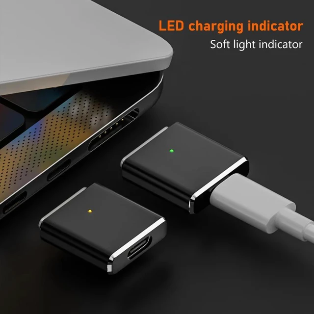 Alt view image 5 of 7 - 100W USB Type C Magnetic PD Adapter For Magsafe 3 MacBook Air Pro Led Indicator Fast Charging Adapter Magnet Plug Converter
