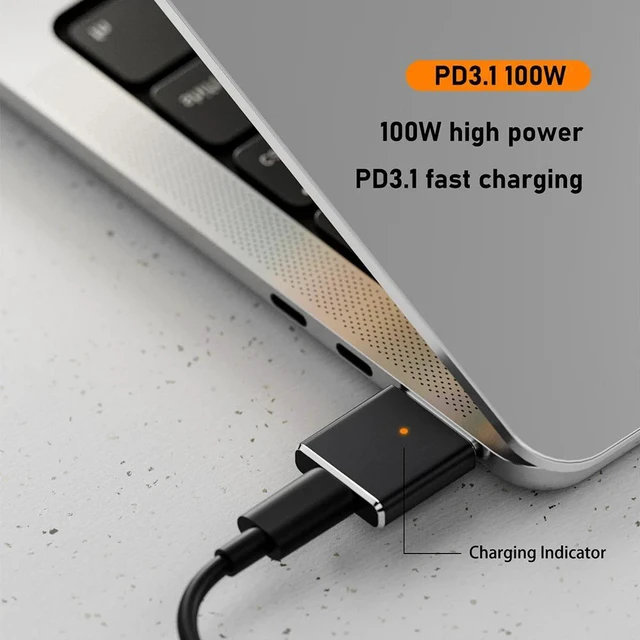 Alt view image 4 of 7 - 100W USB Type C Magnetic PD Adapter For Magsafe 3 MacBook Air Pro Led Indicator Fast Charging Adapter Magnet Plug Converter