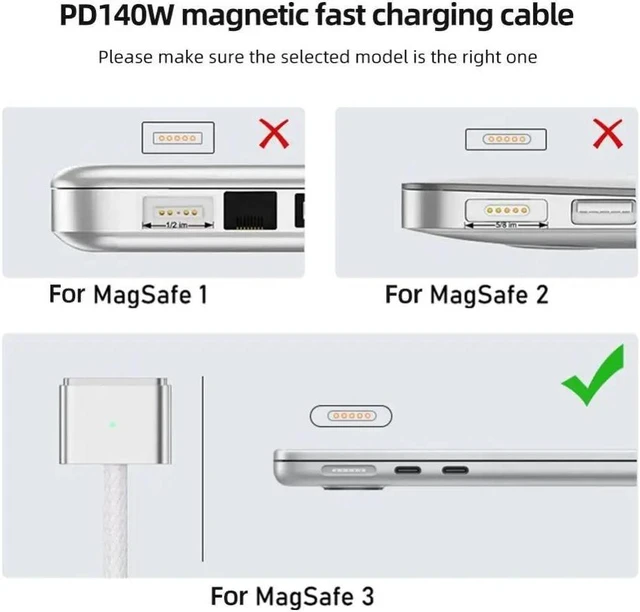 Alt view image 3 of 3 - 140W Type-C Female to Magsafe 3 Converter Laptop Indicator Light USB-C Magnetic Adapter Zinc Alloy Connector for MacBook Air/Pro