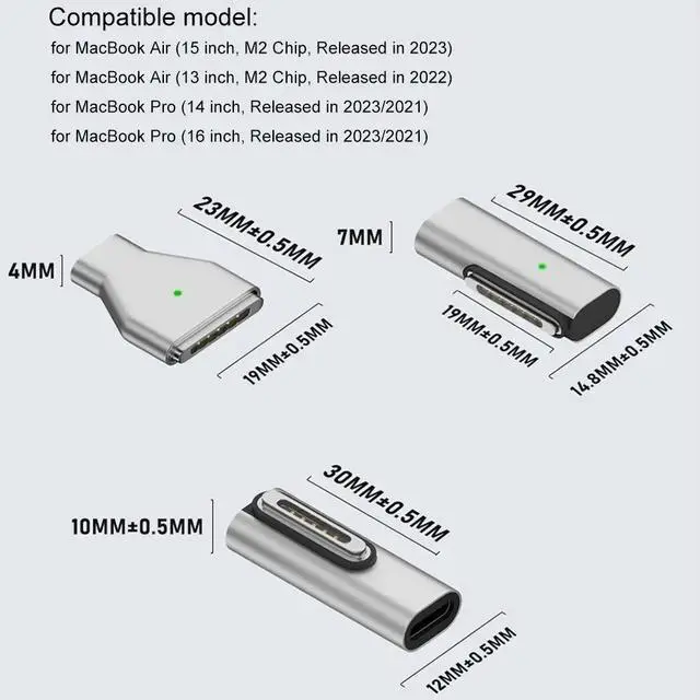 Alt view image 2 of 3 - 140W Type-C Female to Magsafe 3 Converter Laptop Indicator Light USB-C Magnetic Adapter Zinc Alloy Connector for MacBook Air/Pro
