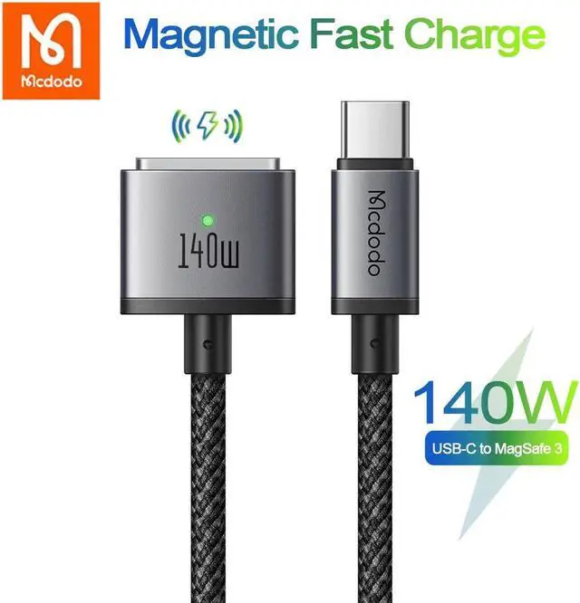 Main image of PD 140W USB-C to MagSaf* 3 Fast Charge Magnetic Cable For Macbook Pro Air 13 14 16 M1 M2 Dual LED Indicators Charger Cord