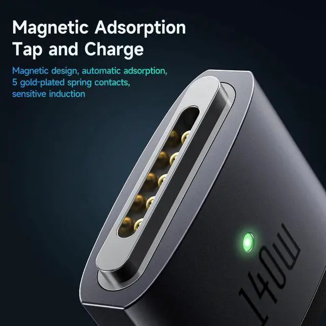 Alt view image 4 of 7 - PD 140W USB-C to MagSaf* 3 Fast Charge Magnetic Cable For Macbook Pro Air 13 14 16 M1 M2 Dual LED Indicators Charger Cord