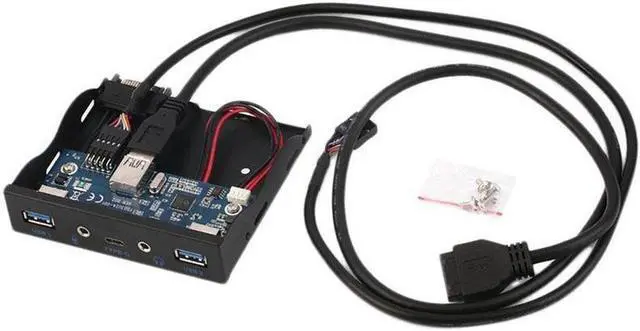 Main image of Amify Internal USB 3.1 Gen 1 Type C + 2 x USB 3.0 Port Hub Front Panel w/ HD Audio Mic Jack for Desktop PC Case 3.5" Floppy Bay Mount