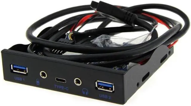 Alt view image 2 of 6 - Amify Internal USB 3.1 Gen 1 Type C + 2 x USB 3.0 Port Hub Front Panel w/ HD Audio Mic Jack for Desktop PC Case 3.5" Floppy Bay Mount