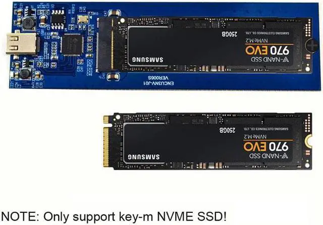 Alt view image 3 of 4 - Amify NVMe to USB Hard Drive Enclosure, USB 3.1 USB C to M.2 SSD NVMe PCIe Converter Adapter Type C Gen 2 10Gbps to M-Key HDD w/ Aluminum Case & Thermal Pad for 2280/2260/2242/2230