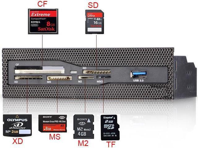 Alt view image 3 of 6 - Pc CD-ROM Slot 5.25" Bay Mesh All In one USB Front Panel CF/XD/MS/M2/SD/TF Internal USB 2 .0 Card Reader USB Flash Memory,1 USB 3.0 Port