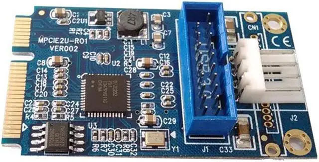 Amify Motherboard Mini PCI Express to Dual USB 20-pin Expansion Card Adapter,Mini PCIe PCI-e to ports USB w/ Molex 4-pin Power