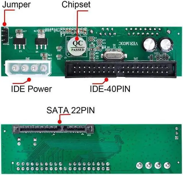 Alt view image 3 of 6 - 3.5" SATA HDD to IDE/PATA Adapter Card ,SATA 22-Pin Hard Disk / DVD Burner to IDE 40Pin Interface Motherboard Converter w/ Molex 4-Pin Power Header