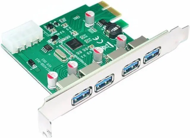 Alt view image 2 of 3 - Amify 4 Port PCIE PCI-e to USB 3.0 Expansion Card - USB 3.0 Hub Controller PCI Express Card Adapter w/ Extra Molex 4pin LP4 Power
