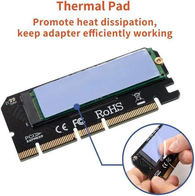 Alt view image 6 of 6 - Amify PCIEX16TONVME M Key M.2 PCIe NVMe SSD to PCI-e Express 3.0 x4 x8 x16 Adapter Card Converter w/ Thermal Pad, Support PCIe Channel NVMe AHCI SSD 2230 2242 2260 2280