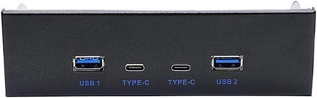 Alt view image 2 of 6 - USB 3.2 10Gbps USB Front Panel Hub 5.25 inch Bay 2x Type-C and 2x USB-A 4 Ports USB Computer Case Expansion Adapter,USB 3.2 Motherboard Header 20Pin Key-A Type-E to 4 USB Splitter Adapter -2.6FT Cable