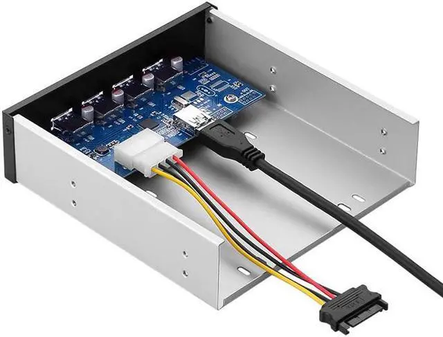 Main image of Amify 4 Port USB 3.0 5.25" Internal CD-ROM Bay Front Panel USB Hub,4 X USB 3.0 Type A Female to Motherboard USB 20 pin Splitter Adapter w/ 5.25 inch Metal Bracket