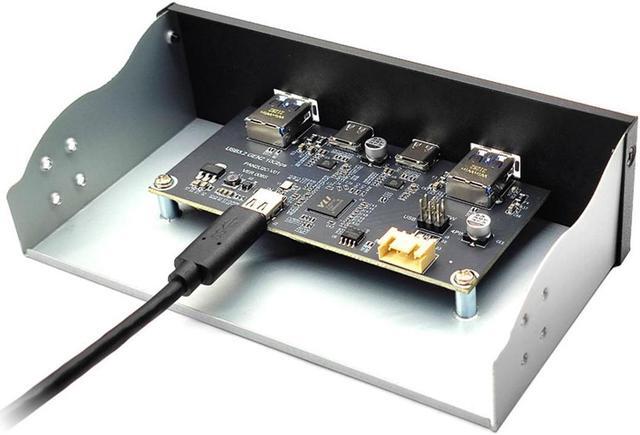 Alt view image 4 of 6 - USB 3.2 10Gbps USB Front Panel Hub 5.25 inch Bay 2x Type-C and 2x USB-A 4 Ports USB Computer Case Expansion Adapter,USB 3.2 Motherboard Header 20Pin Key-A Type-E to 4 USB Splitter Adapter -2.6FT Cable