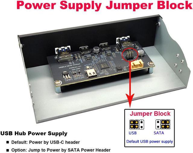 Alt view image 6 of 6 - USB 3.2 10Gbps USB Front Panel Hub 5.25 inch Bay 2x Type-C and 2x USB-A 4 Ports USB Computer Case Expansion Adapter,USB 3.2 Motherboard Header 20Pin Key-A Type-E to 4 USB Splitter Adapter -2.6FT Cable