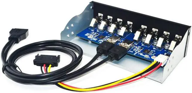 Alt view image 3 of 4 - Amify 8 Ports USB 3.0 Hub 5.25" Front Panel Internal CD-ROM Bay Bracket, 8 x USB 3.0 Type A Female to Motherboard USB 20 pin Hub Splitter Adapter,USB 20pin to 8 USB 3.0 Splitter