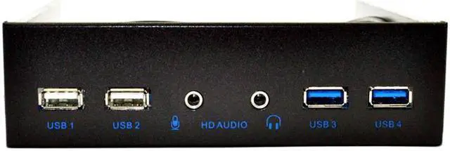 Alt view image 2 of 5 - Amify FP525U32U22AM 5.25-Inch Front Panel 4 Ports USB Hub w/ HD Audio Output & Microphone,2 Port USB 3.0 & 2 Port USB 2.0 Hub w/ Stereo Audio Mic 5.25" CD-ROM Bay Bracket