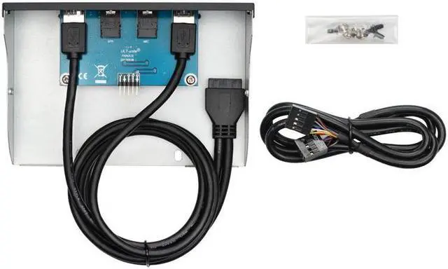 Alt view image 2 of 3 - Amify FP525U32AM PC Case 5.25 inch front panel 2 Ports USB 3.0 USB Hub w/ HD Audio Output & Microphone,2.6ft USB 20pin to 2x USB 3.0 Splitter w/ Stereo Audio Mic
