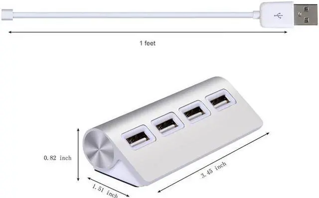 Alt view image 3 of 5 - Amify Premium 4 Port Aluminum USB 2.0 Hub with LEDs for Mac, MacBook Air Pro,Ultrabooks,Microsoft Surface RT,Laptops,Raspberry pi,and any PC