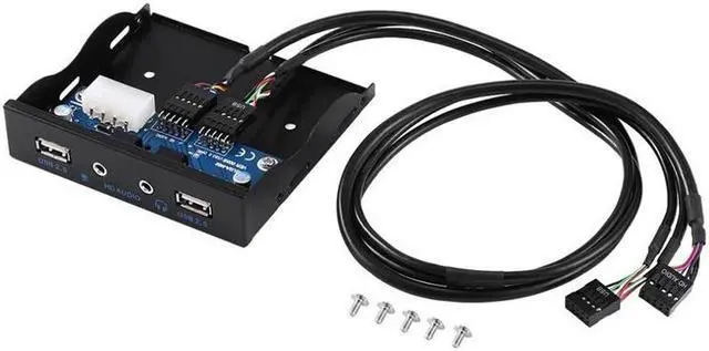 Main image of Amify USB 2.0 2-Port 3.5 Inch Metal Front Panel Hub w/ HD Audio Output Port & Microphone Input,USB 10pin to 2 x Type A Female Splitter with Floppy Bay Bracket